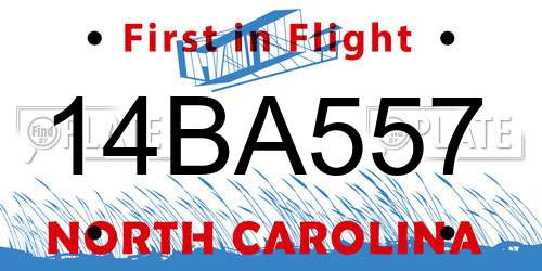 14BA557 North Carolina License Plate