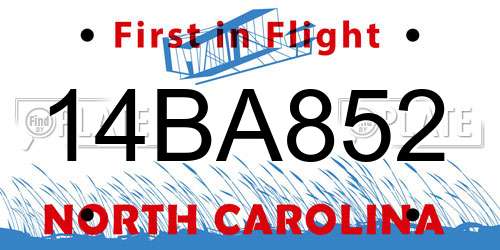 14BA852 North Carolina License Plate
