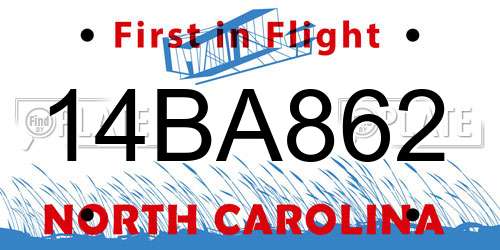 14BA862 North Carolina License Plate