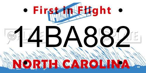 14BA882 North Carolina License Plate