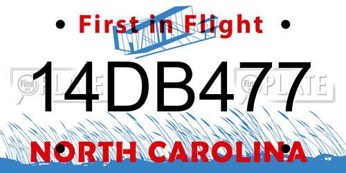14DB477 North Carolina License Plate