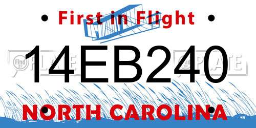 14EB240 North Carolina License Plate