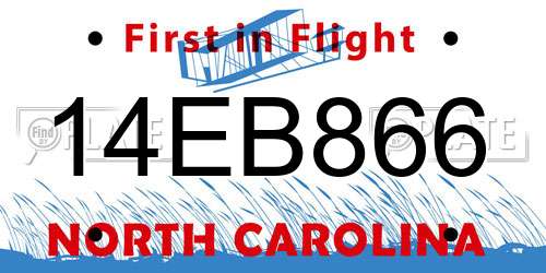 14EB866 North Carolina License Plate