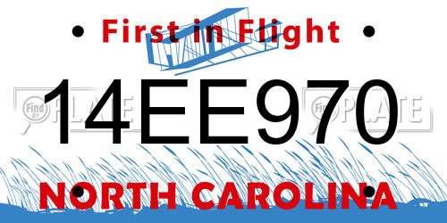 14EE970 North Carolina License Plate