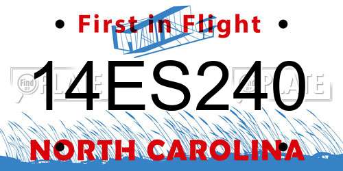 14ES240 North Carolina License Plate