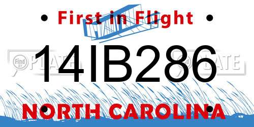14IB286 North Carolina License Plate