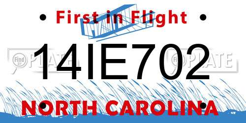 14IE702 North Carolina License Plate