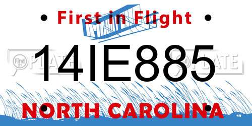 14IE885 North Carolina License Plate