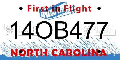 14OB477 North Carolina License Plate