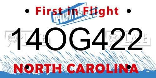 14OG422 North Carolina License Plate