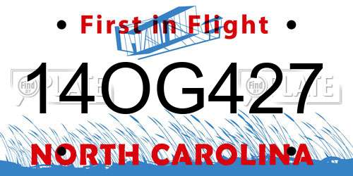 14OG427 North Carolina License Plate