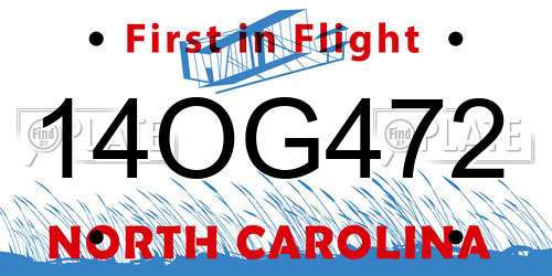 14OG472 North Carolina License Plate