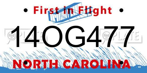 14OG477 North Carolina License Plate