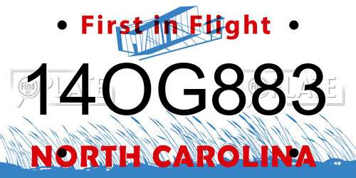 14OG883 North Carolina License Plate