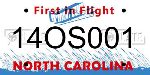14OS001 North Carolina License Plate