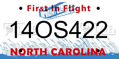 14OS422 North Carolina License Plate