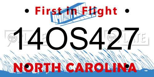 14OS427 North Carolina License Plate
