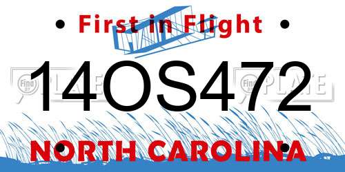 14OS472 North Carolina License Plate