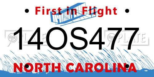 14OS477 North Carolina License Plate
