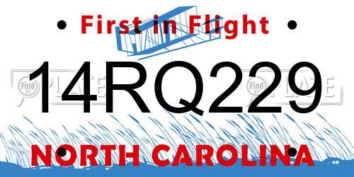 14RQ229 North Carolina License Plate