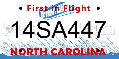 14SA447 North Carolina License Plate