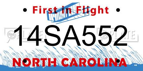 14SA552 North Carolina License Plate