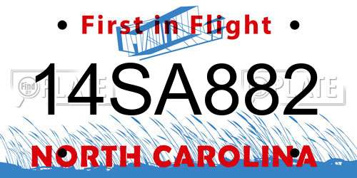 14SA882 North Carolina License Plate