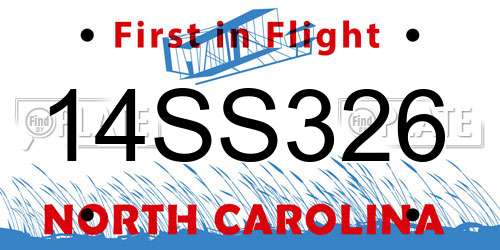 14SS326 North Carolina License Plate