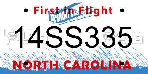14SS335 North Carolina License Plate