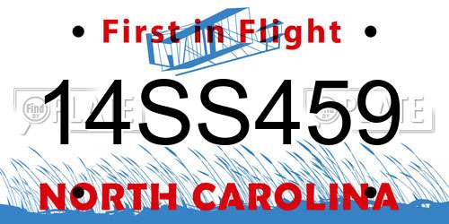 14SS459 North Carolina License Plate