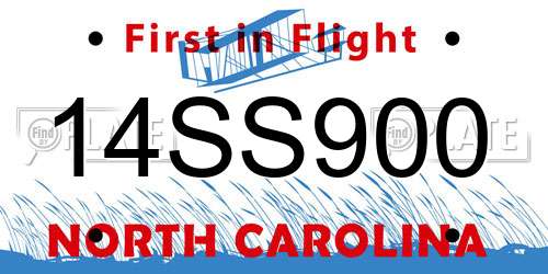 14SS900 North Carolina License Plate