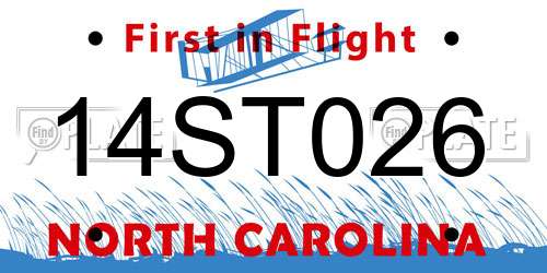 14ST026 North Carolina License Plate