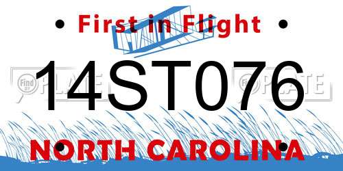 14ST076 North Carolina License Plate