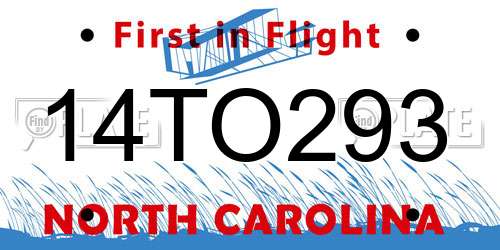14TO293 North Carolina License Plate