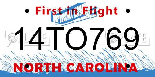 14TO769 North Carolina License Plate