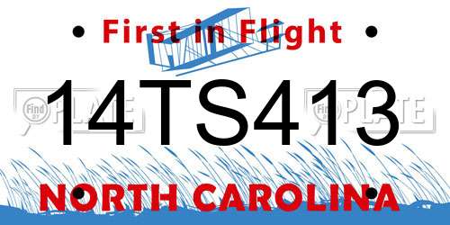 14TS413 North Carolina License Plate