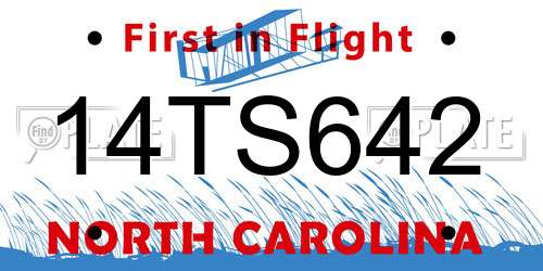14TS642 North Carolina License Plate