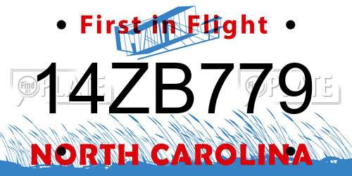14ZB779 North Carolina License Plate