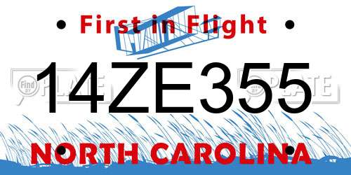 14ZE355 North Carolina License Plate