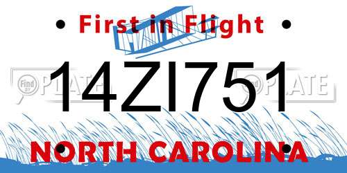 14ZI751 North Carolina License Plate