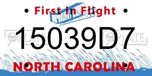 15039D7 North Carolina License Plate