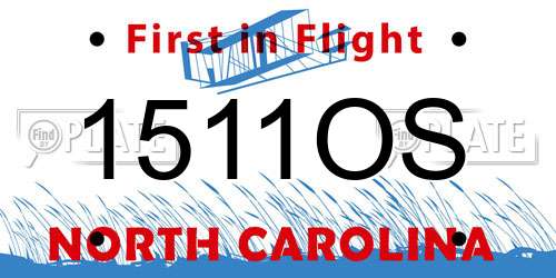 1511OS North Carolina License Plate