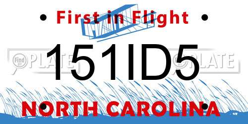 151ID5 North Carolina License Plate