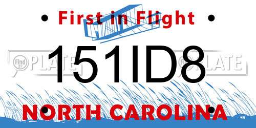 151ID8 North Carolina License Plate