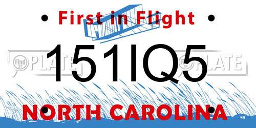 151IQ5 North Carolina License Plate