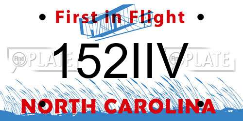 152IIV North Carolina License Plate