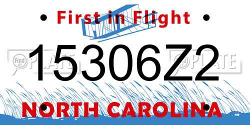 15306Z2 North Carolina License Plate