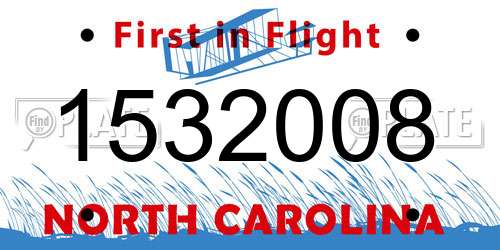 1532008 North Carolina License Plate