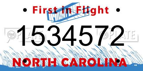 1534572 North Carolina License Plate