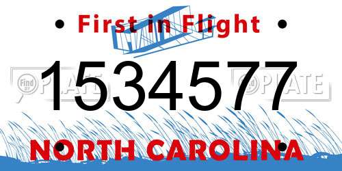 1534577 North Carolina License Plate